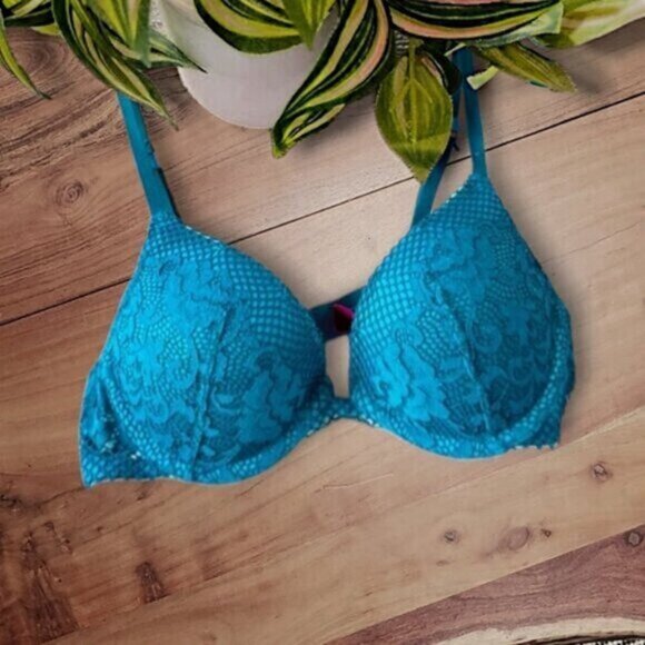 La Senza Lightly Lined Vibrant Blue/Teal Plunge "Obsession" Bra- 32B - Picture 6 of 16
